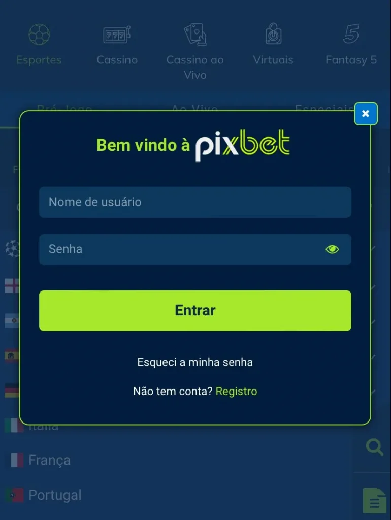 pixbet login